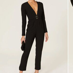 HUTCH Jumpsuit Deep V-neck Cocktail Size 2 Small Black Rent Runway RTR $264 msrp